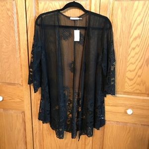 NWT Maurices Black Lace Kimono